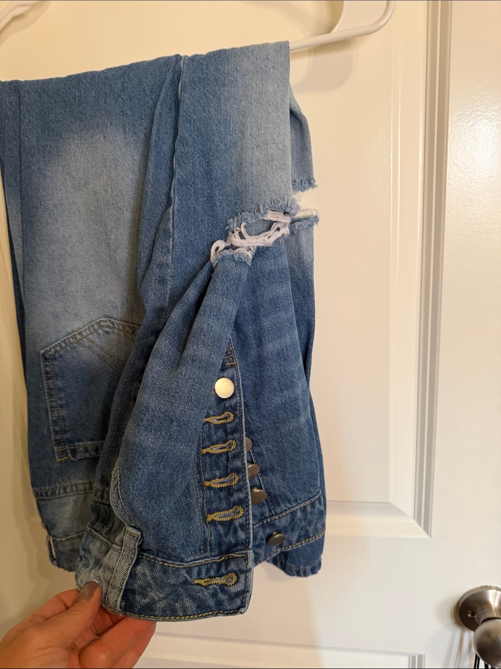 SHEIN Blue Distressed Women's Denim Overalls